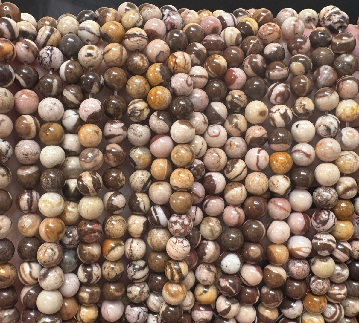Australian Zebra Jasper 6mm round natural gemstone beads 15" strand - Oz Beads 