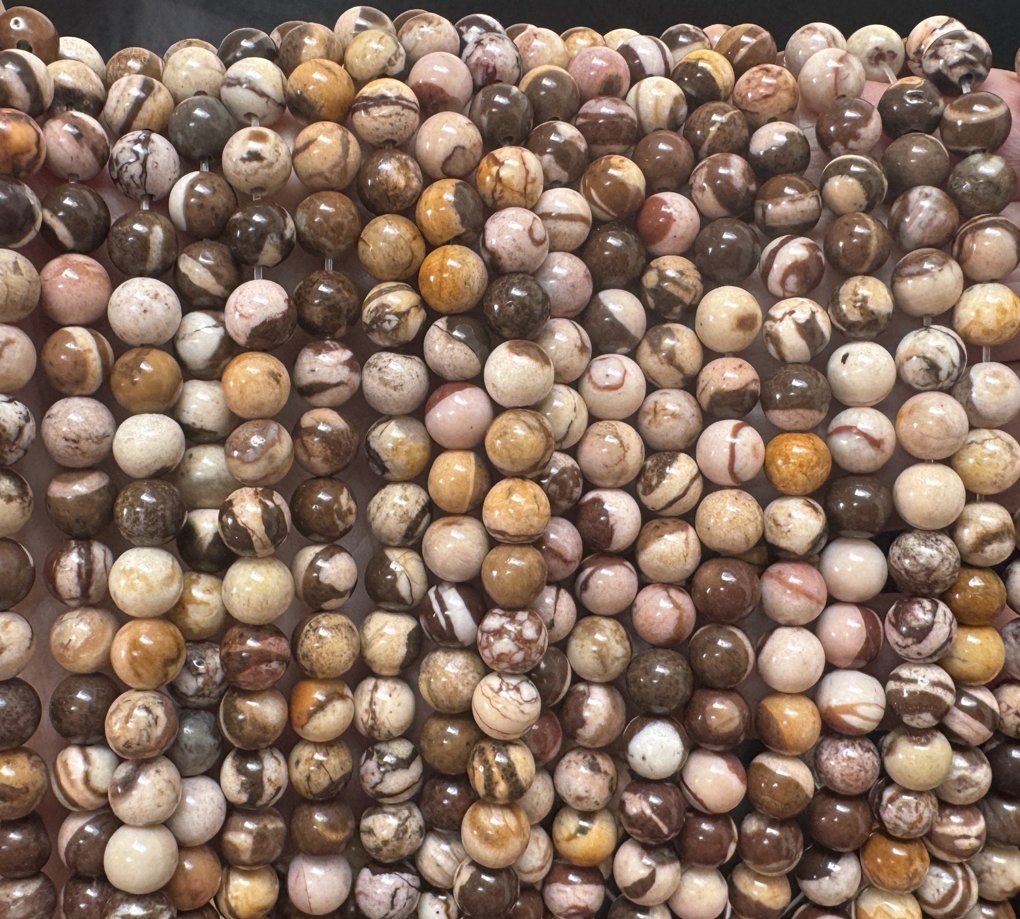 Australian Zebra Jasper 6mm round natural gemstone beads 15" strand - Oz Beads 