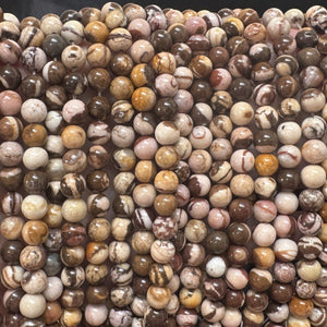 Australian Zebra Jasper 6mm round natural gemstone beads 15" strand - Oz Beads 