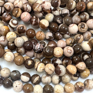 Australian Zebra Jasper 6mm round natural gemstone beads 15" strand - Oz Beads 