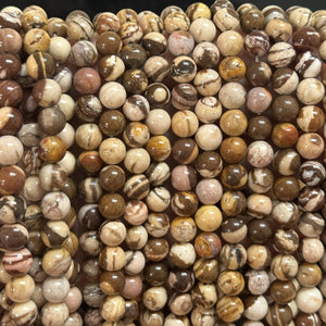 Australian Zebra Jasper 8mm round natural gemstone beads 38cm strand - Oz Beads
