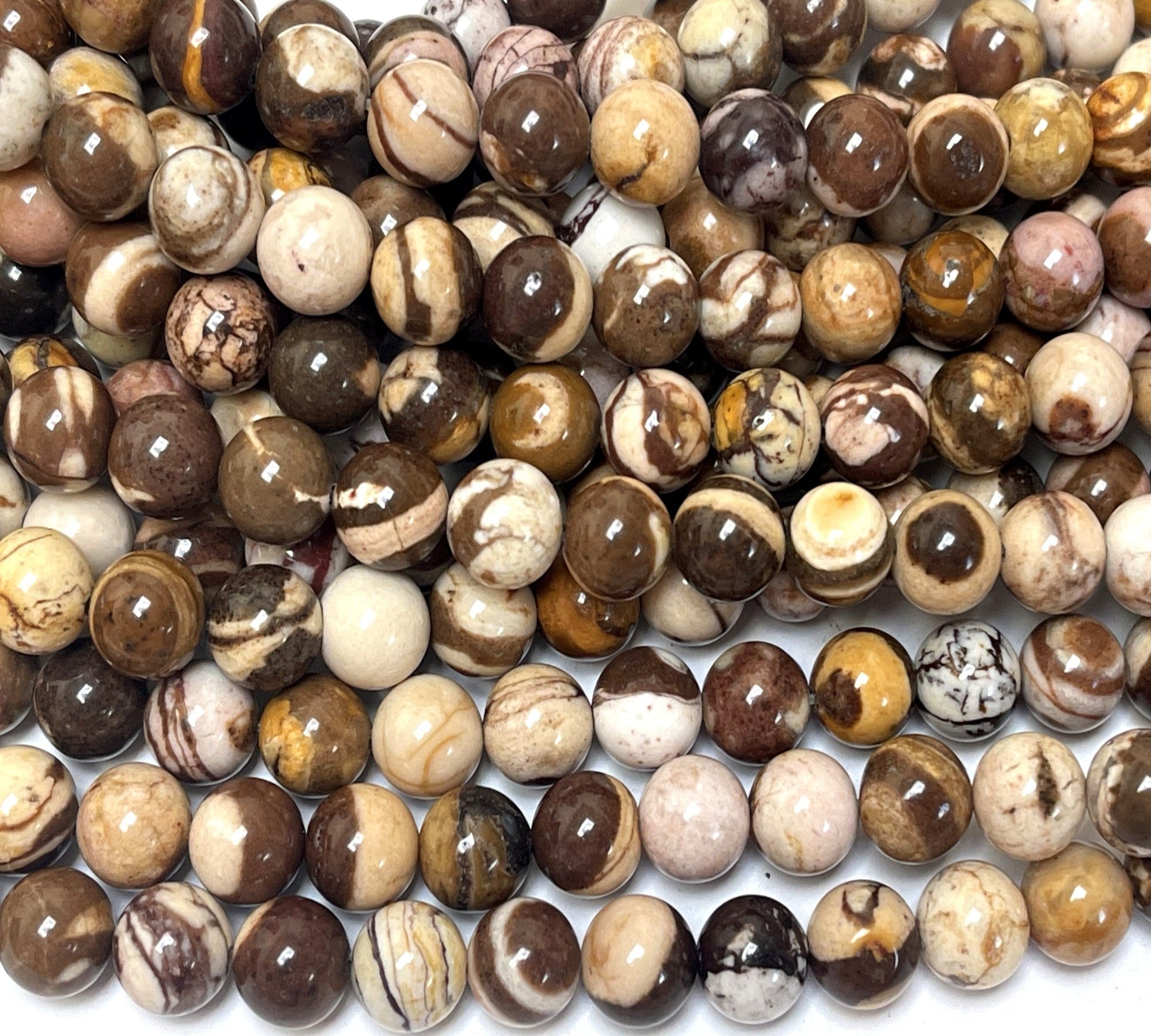 Australian Zebra Jasper 8mm round natural gemstone beads 38cm strand - Oz Beads