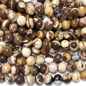 Australian Zebra Jasper 8mm round natural gemstone beads 38cm strand - Oz Beads