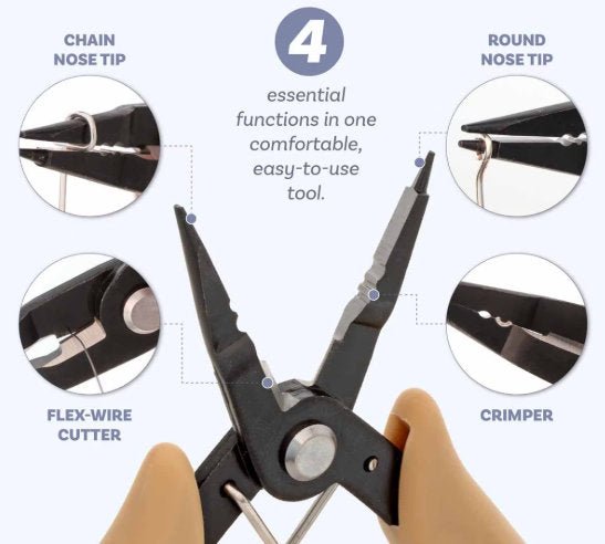 Beadsmith All-in-One Pliers - Round Nose, Chain Nose, Crimper, Cutter - Oz Beads