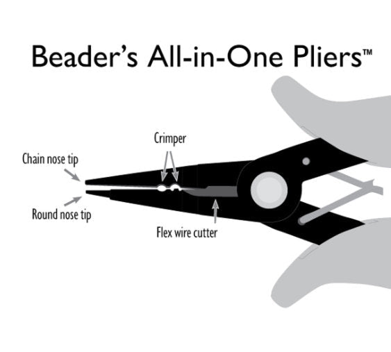 Beadsmith All-in-One Pliers - Round Nose, Chain Nose, Crimper, Cutter - Oz Beads