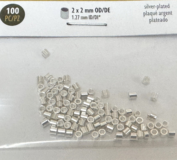 Beadsmith Basic Elements Tube Crimp, 2x2mm silver plated, 100 pcs - Oz ...
