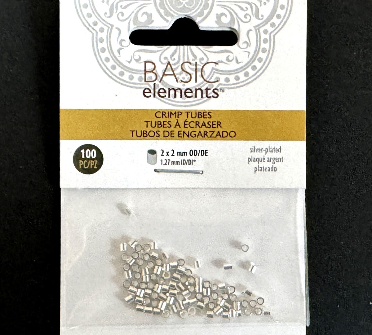 Beadsmith Basic Elements Tube Crimp, 2x2mm silver plated, 100 pcs - Oz Beads 