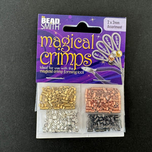 Beadsmith Magical Crimps, 2x2mm tube crimp, 4 colors, 500 pcs - Oz Beads 