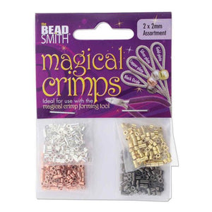 Beadsmith Magical Crimps, 2x2mm tube crimp, 4 colors, 500 pcs - Oz Beads 