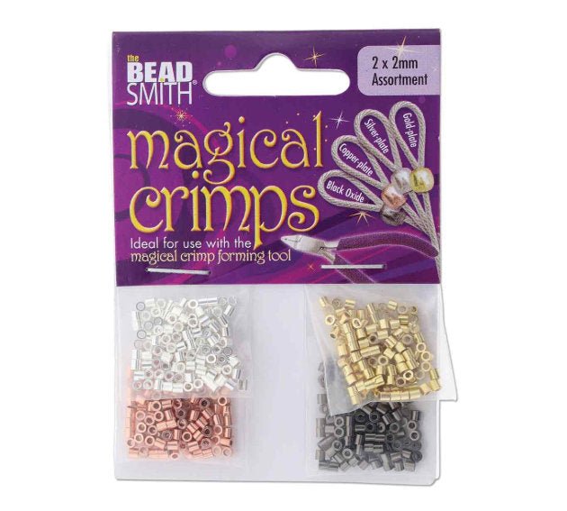 Beadsmith Magical Crimps, 2x2mm tube crimp, 4 colors, 500 pcs - Oz Beads 