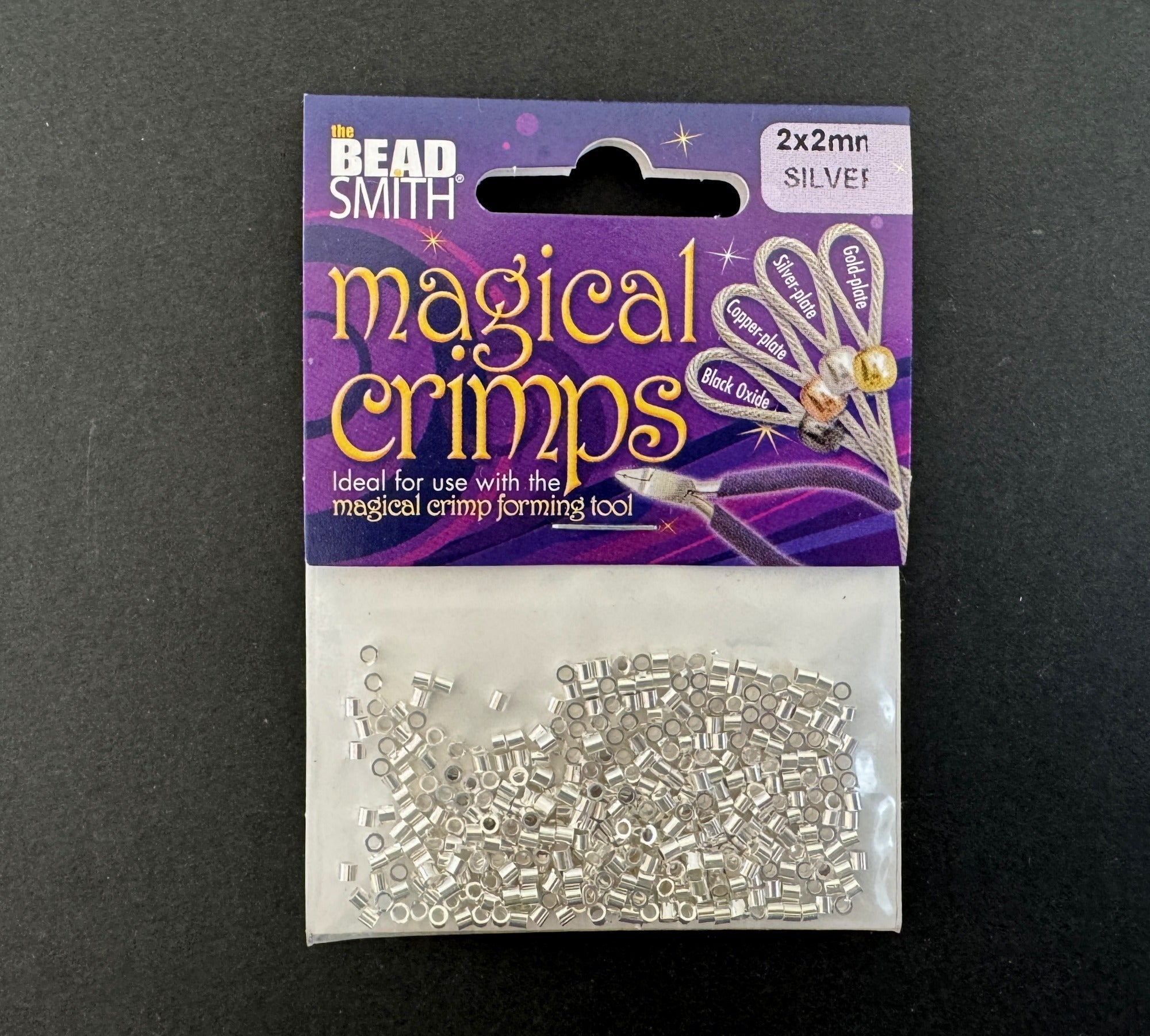 Beadsmith Magical Crimps, 2x2mm tube crimp, silver plated, 400 pcs - Oz Beads 