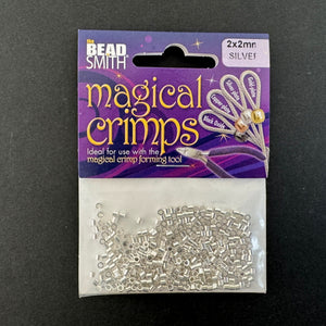 Beadsmith Magical Crimps, 2x2mm tube crimp, silver plated, 400 pcs - Oz Beads 