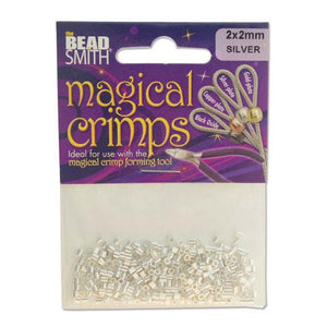 Beadsmith Magical Crimps, 2x2mm tube crimp, silver plated, 400 pcs - Oz Beads 