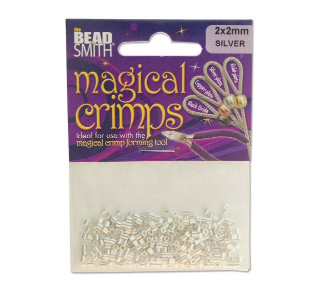 Beadsmith Magical Crimps, 2x2mm tube crimp, silver plated, 400 pcs - Oz Beads 