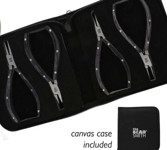 Beadsmith Natural Elements Wooden Handle 4-piece Plier Set - BLACK - Oz Beads