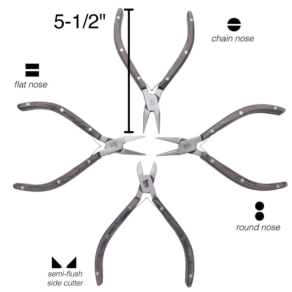 Beadsmith Natural Elements Wooden Handle 4-piece Plier Set - BLACK - Oz Beads