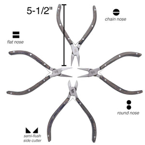 Beadsmith Natural Elements Wooden Handle 4-piece Plier Set - BLACK - Oz Beads