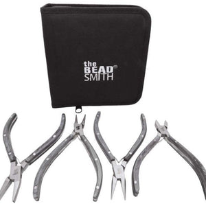 Beadsmith Natural Elements Wooden Handle 4-piece Plier Set - BLACK - Oz Beads