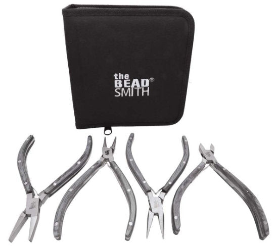 Beadsmith Natural Elements Wooden Handle 4-piece Plier Set - BLACK - Oz Beads