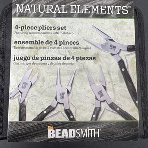 Beadsmith Natural Elements Wooden Handle 4-piece Plier Set - BLACK - Oz Beads