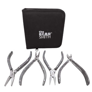 Beadsmith Natural Elements Wooden Handle 4-piece Plier Set - BLACK - Oz Beads