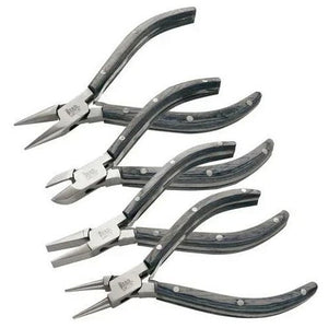 Beadsmith Natural Elements Wooden Handle 4-piece Plier Set - BLACK - Oz Beads