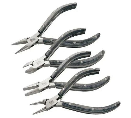 Beadsmith Natural Elements Wooden Handle 4-piece Plier Set - BLACK - Oz Beads