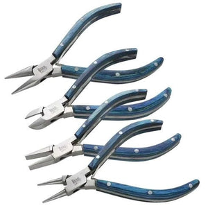 Beadsmith Natural Elements Wooden Handle 4-piece Plier Set - BLUE - Oz Beads