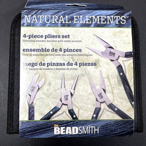 Beadsmith Natural Elements Wooden Handle 4-piece Plier Set - BLUE - Oz Beads