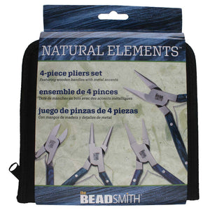 Beadsmith Natural Elements Wooden Handle 4-piece Plier Set - BLUE - Oz Beads
