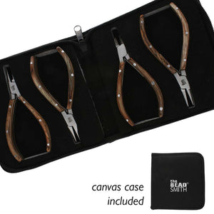 Beadsmith Natural Elements Wooden Handle 4-piece Plier Set - NATURAL - Oz Beads