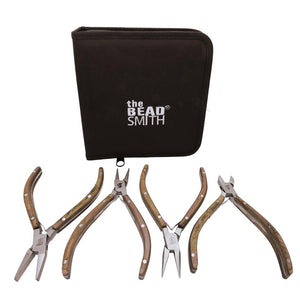 Beadsmith Natural Elements Wooden Handle 4-piece Plier Set - NATURAL - Oz Beads