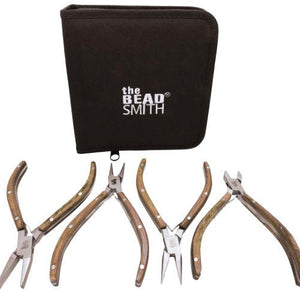 Beadsmith Natural Elements Wooden Handle 4-piece Plier Set - NATURAL - Oz Beads