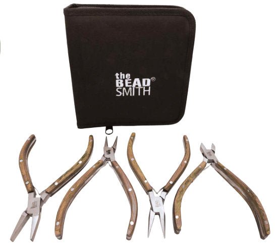 Beadsmith Natural Elements Wooden Handle 4-piece Plier Set - NATURAL - Oz Beads