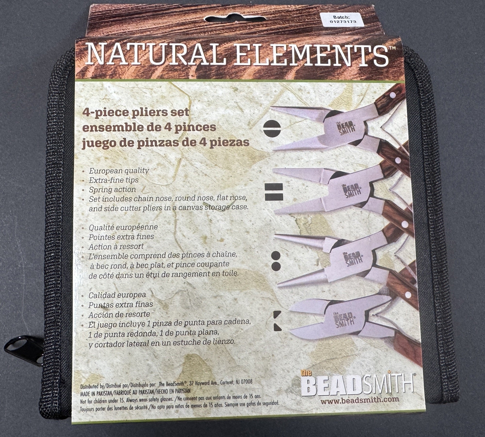 Beadsmith Natural Elements Wooden Handle 4-piece Plier Set - NATURAL - Oz Beads