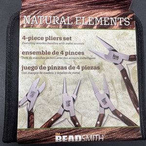 Beadsmith Natural Elements Wooden Handle 4-piece Plier Set - NATURAL - Oz Beads