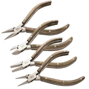 Beadsmith Natural Elements Wooden Handle 4-piece Plier Set - NATURAL - Oz Beads