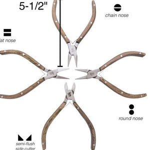 Beadsmith Natural Elements Wooden Handle 4-piece Plier Set - NATURAL - Oz Beads