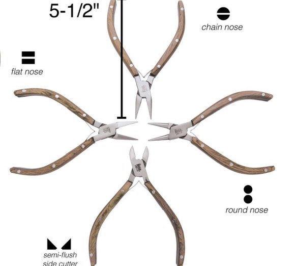 Beadsmith Natural Elements Wooden Handle 4-piece Plier Set - NATURAL - Oz Beads