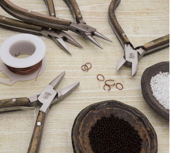 Beadsmith Natural Elements Wooden Handle 4-piece Plier Set - NATURAL - Oz Beads