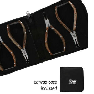 Beadsmith Natural Elements Wooden Handle 4-piece Plier Set - NATURAL - Oz Beads
