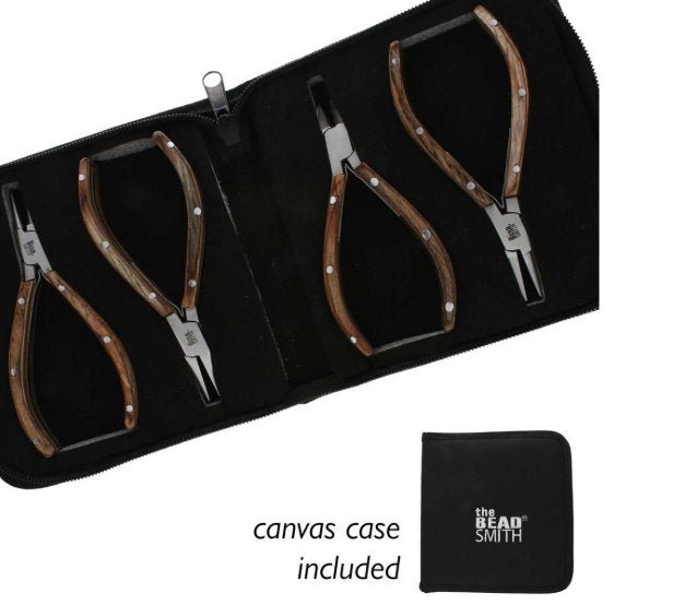Beadsmith Natural Elements Wooden Handle 4-piece Plier Set - NATURAL - Oz Beads