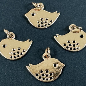 Bird charm 13x16mm 14K rose gold plated metal alloy pendant - Oz Beads 