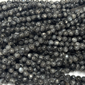 Black Labradorite Larvikite 6mm round natural gemstone beads 15" strand - Oz Beads 
