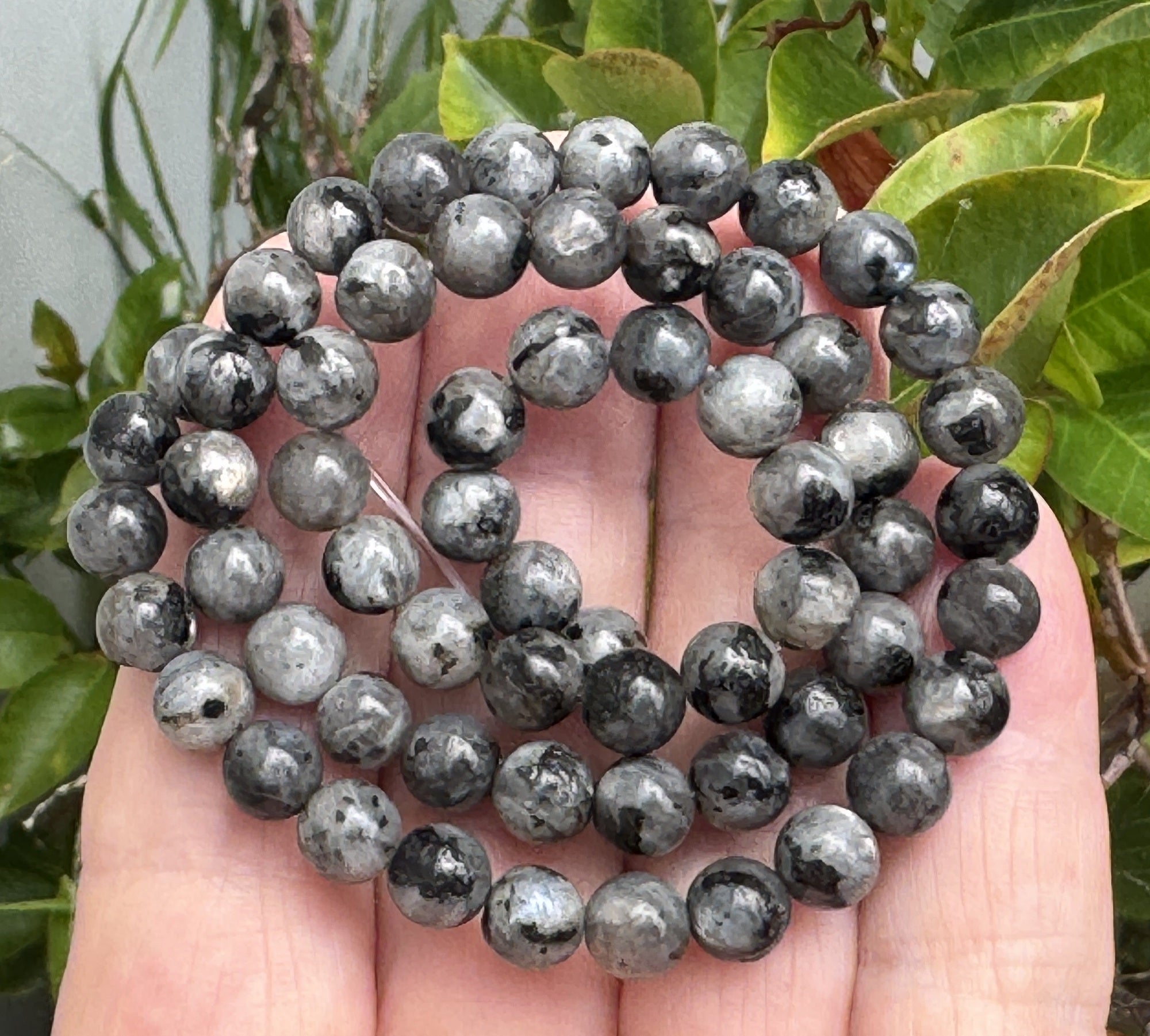 Black Labradorite Larvikite 6mm round natural gemstone beads 15" strand - Oz Beads 