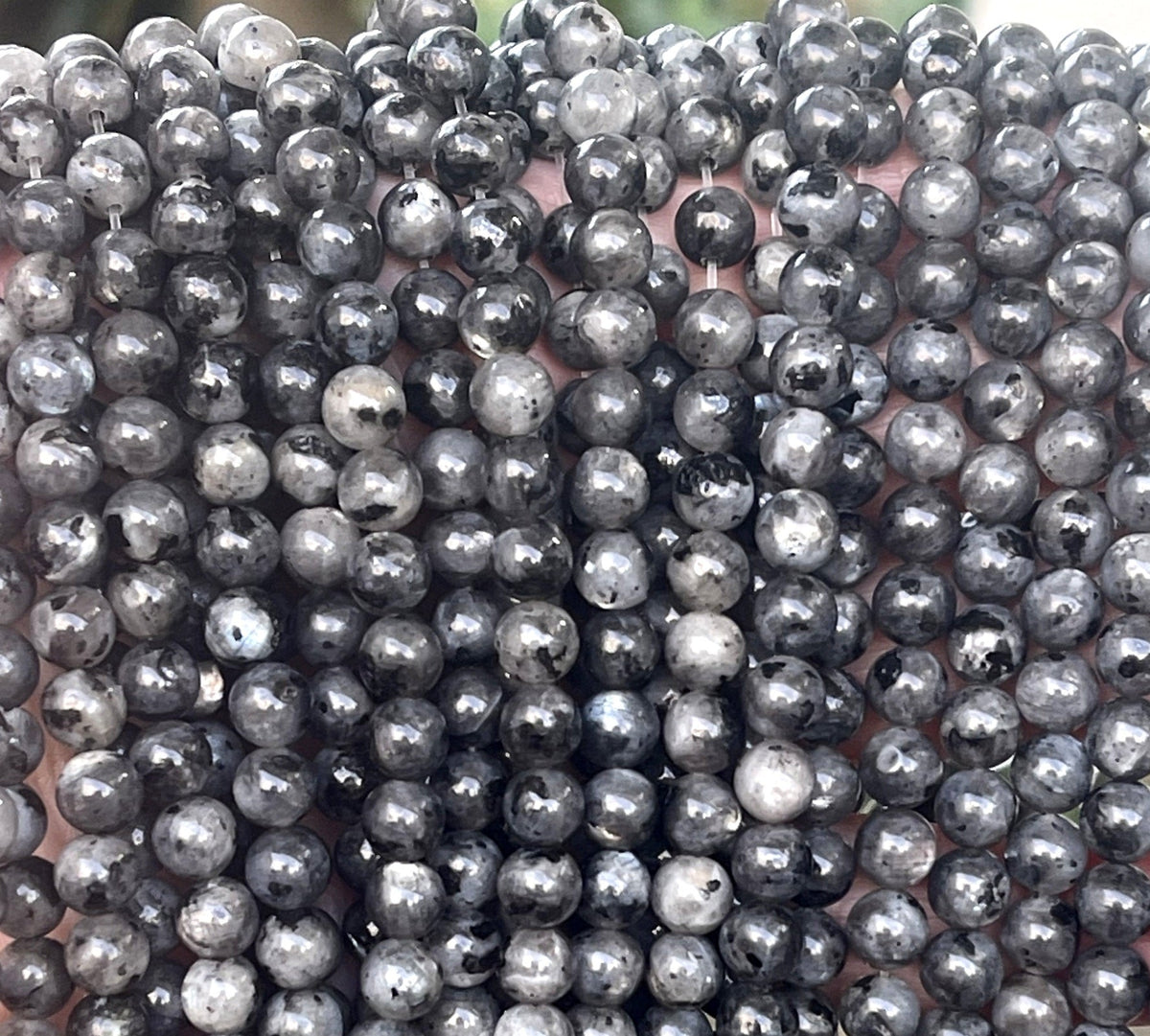 Black Labradorite Larvikite 6mm round natural gemstone beads 15" strand - Oz Beads 