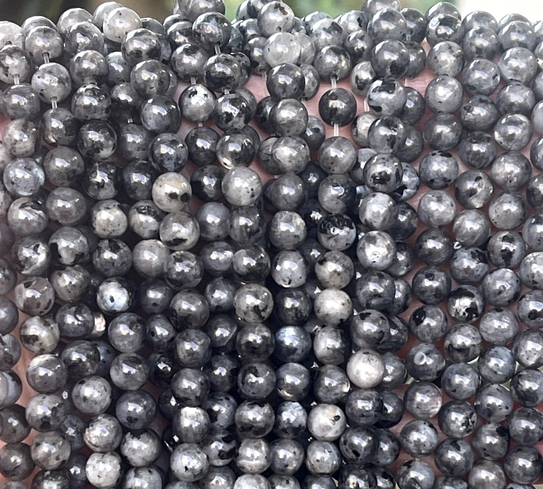 Black Labradorite Larvikite 6mm round natural gemstone beads 15" strand - Oz Beads 