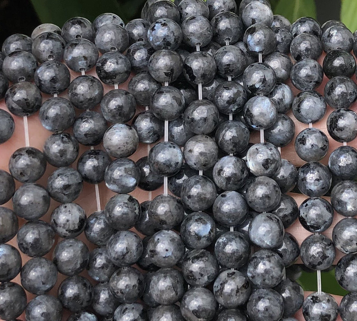 Black Labradorite Larvikite 8mm round natural gemstone beads 39cm strand - Oz Beads