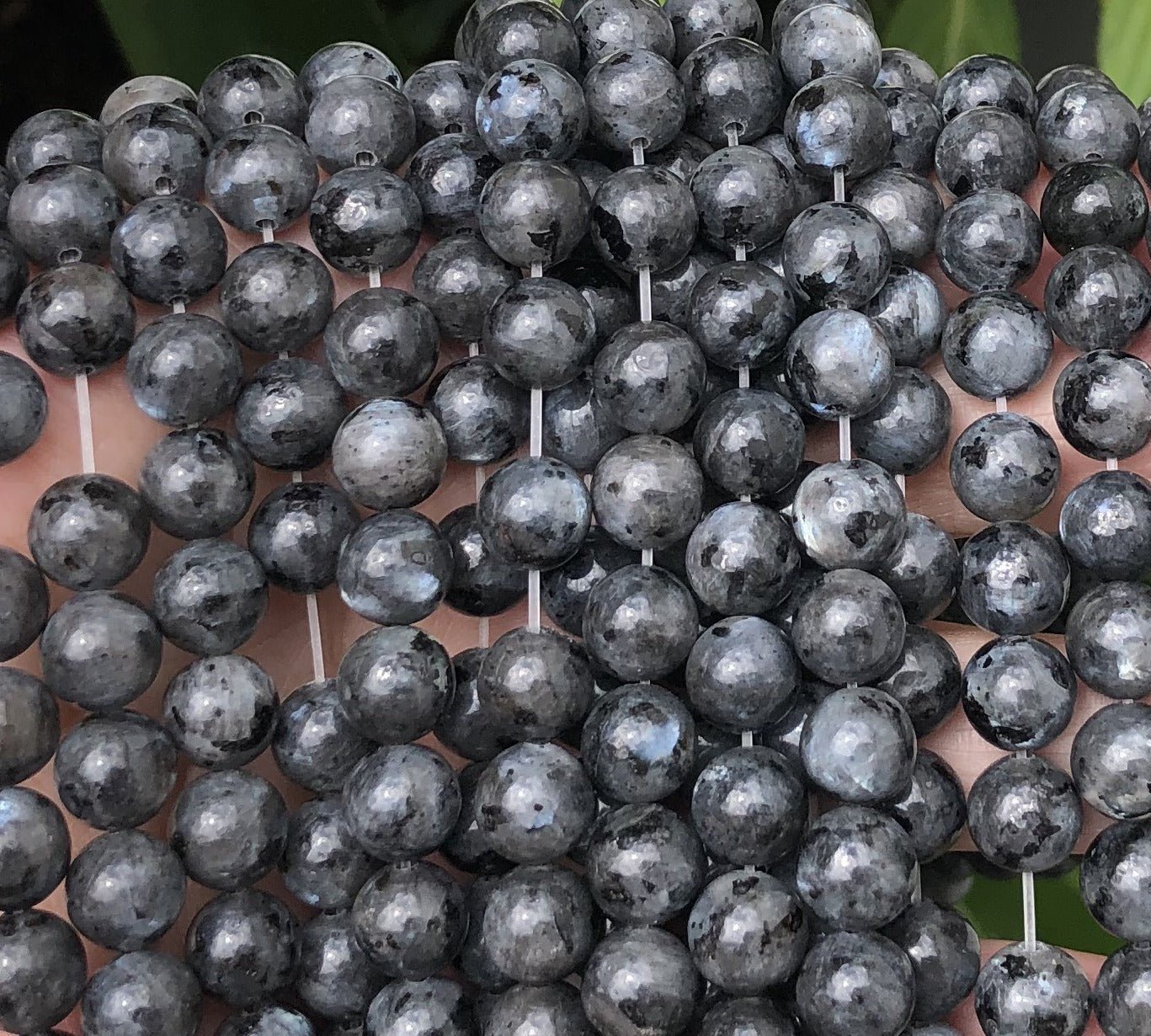 Black Labradorite Larvikite 8mm round natural gemstone beads 39cm strand - Oz Beads