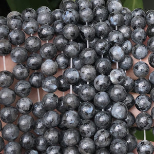 Black Labradorite Larvikite 8mm round natural gemstone beads 39cm strand - Oz Beads
